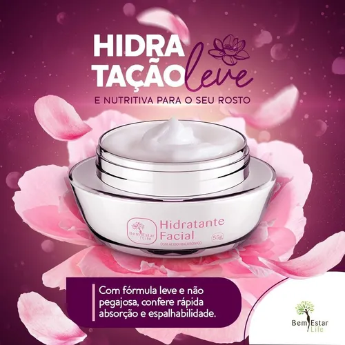 CREME HIDRATANTE FACIAL COM ACIDO HIALURONICO 60GR.